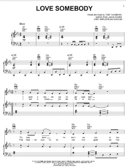 page one of Love Somebody (Piano, Vocal & Guitar Chords (Right-Hand Melody))