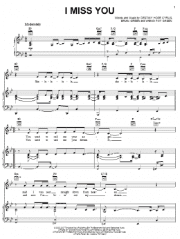 page one of I Miss You (Piano, Vocal & Guitar Chords (Right-Hand Melody))