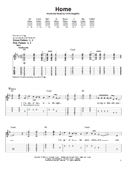 page one of Home (Easy Guitar Tab)