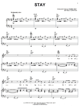 page one of Stay (Piano, Vocal & Guitar Chords (Right-Hand Melody))