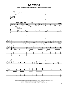 page one of Santeria (Guitar Tab (Single Guitar))