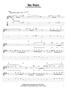 page one of No Rain (Guitar Tab (Single Guitar))