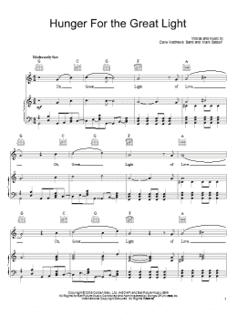 page one of Hunger For The Great Light (Piano, Vocal & Guitar Chords (Right-Hand Melody))