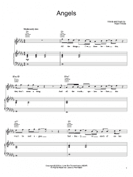 page one of Angels (Piano, Vocal & Guitar Chords (Right-Hand Melody))