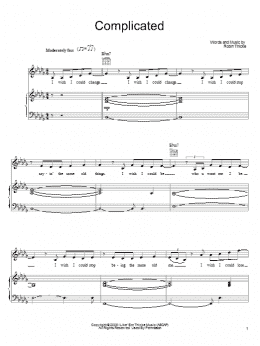 page one of Complicated (Piano, Vocal & Guitar Chords (Right-Hand Melody))