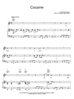 page one of Cocaine (Piano, Vocal & Guitar Chords (Right-Hand Melody))