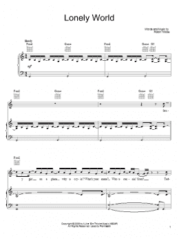 page one of Lonely World (Piano, Vocal & Guitar Chords (Right-Hand Melody))