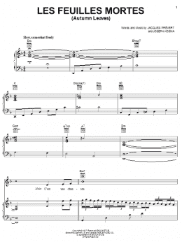 page one of Autumn Leaves (Piano, Vocal & Guitar Chords (Right-Hand Melody))