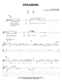 page one of Dreamgirl (Guitar Tab)