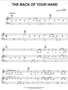 page one of The Back Of Your Hand (Piano, Vocal & Guitar Chords (Right-Hand Melody))