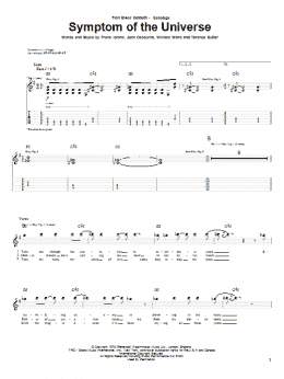 page one of Symptom Of The Universe (Guitar Tab)