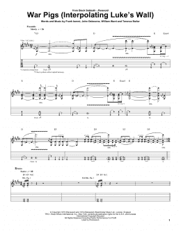 page one of War Pigs (Interpolating Luke's Wall) (Guitar Tab)