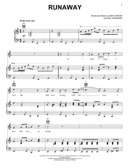 page one of Runaway (Piano, Vocal & Guitar Chords (Right-Hand Melody))