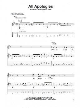 page one of All Apologies (Guitar Tab (Single Guitar))