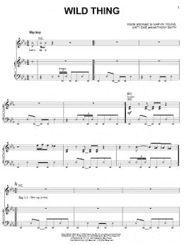 page one of Wild Thing (Piano, Vocal & Guitar Chords (Right-Hand Melody))