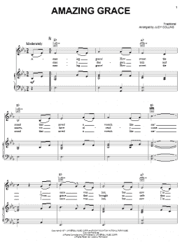 page one of Amazing Grace (Piano, Vocal & Guitar Chords (Right-Hand Melody))