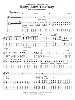 page one of Baby, I Love Your Way (Guitar Tab)