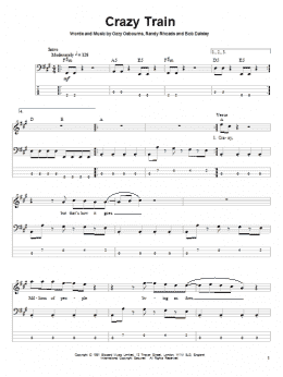 page one of Crazy Train (Bass Guitar Tab)