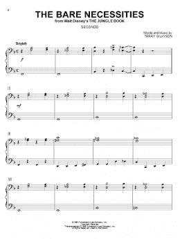 page one of The Bare Necessities (Piano Duet)