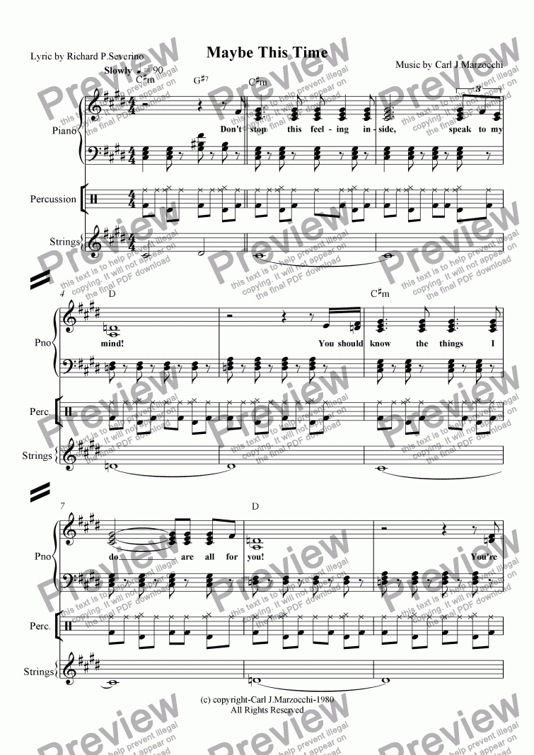 Maybe This Time Download Sheet Music PDF file