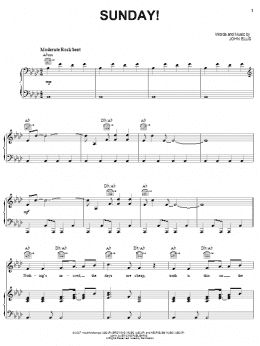 page one of Sunday! (Piano, Vocal & Guitar Chords (Right-Hand Melody))