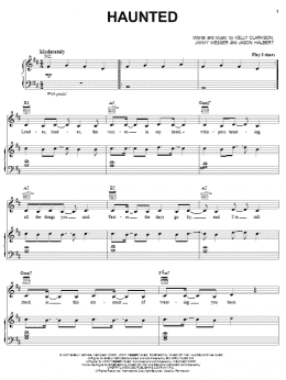 page one of Haunted (Piano, Vocal & Guitar Chords (Right-Hand Melody))