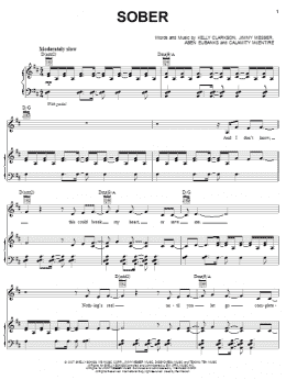 page one of Sober (Piano, Vocal & Guitar Chords (Right-Hand Melody))