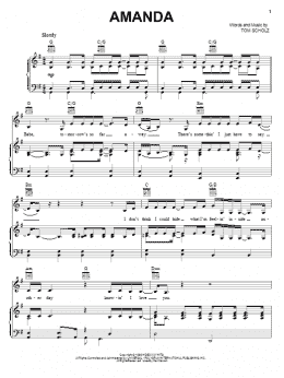 page one of Amanda (Piano, Vocal & Guitar Chords (Right-Hand Melody))