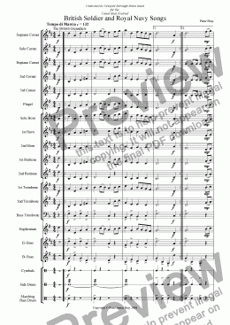 page one of British Soldier and Royal Navy Songs (Brass Band)