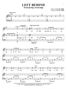 page one of Left Behind (Piano & Vocal)