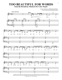 page one of Too Beautiful For Words (Piano & Vocal)