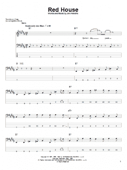 page one of Red House (Bass Guitar Tab)