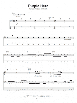 page one of Purple Haze (Bass Guitar Tab)