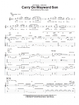 page one of Carry On Wayward Son (Guitar Tab)