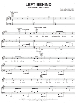 page one of Left Behind (Piano, Vocal & Guitar Chords (Right-Hand Melody))
