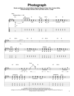 page one of Photograph (Guitar Tab (Single Guitar))