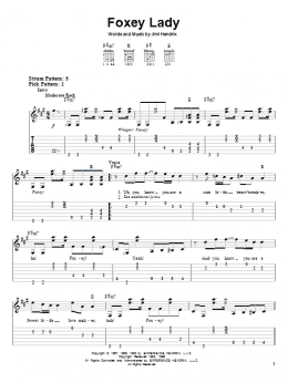 page one of Foxey Lady (Easy Guitar Tab)