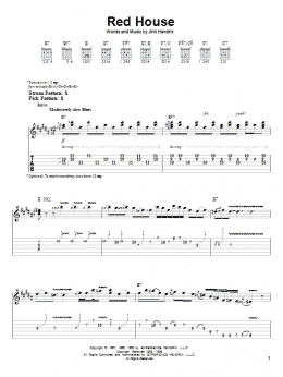 page one of Red House (Easy Guitar Tab)