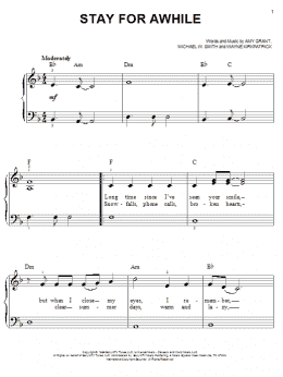 page one of Stay For Awhile (Easy Piano)