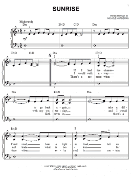 page one of Sunrise (Easy Piano)