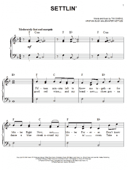 page one of Settlin' (Easy Piano)