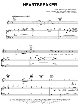 page one of Heartbreaker (Piano, Vocal & Guitar Chords (Right-Hand Melody))