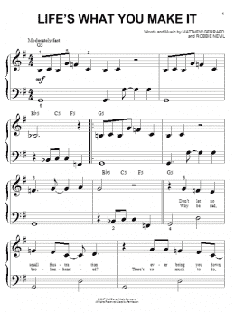 page one of Life's What You Make It (Big Note Piano)