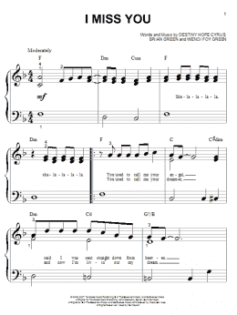 page one of I Miss You (Big Note Piano)