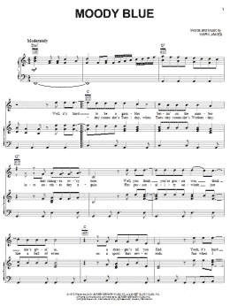 page one of Moody Blue (Piano, Vocal & Guitar Chords (Right-Hand Melody))