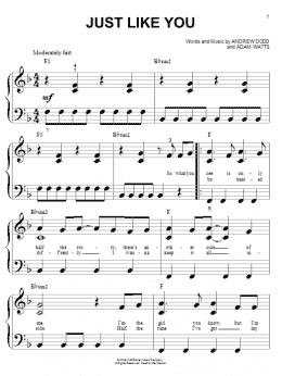 page one of Just Like You (Big Note Piano)