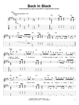 page one of Back In Black (Guitar Tab (Single Guitar))