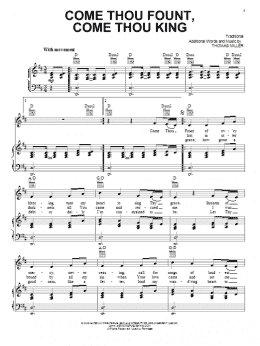page one of Come Thou Fount, Come Thou King (Piano, Vocal & Guitar Chords (Right-Hand Melody))