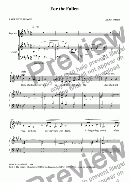 page one of For the Fallen (Treble version)