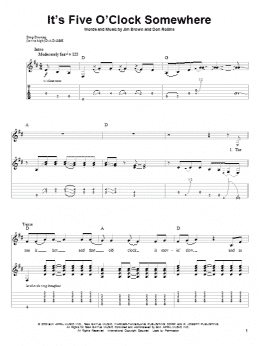 page one of It's Five O'Clock Somewhere (Guitar Tab (Single Guitar))